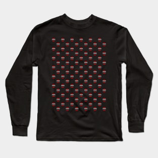 Chess Logo in Black, White and Red Pattern Long Sleeve T-Shirt